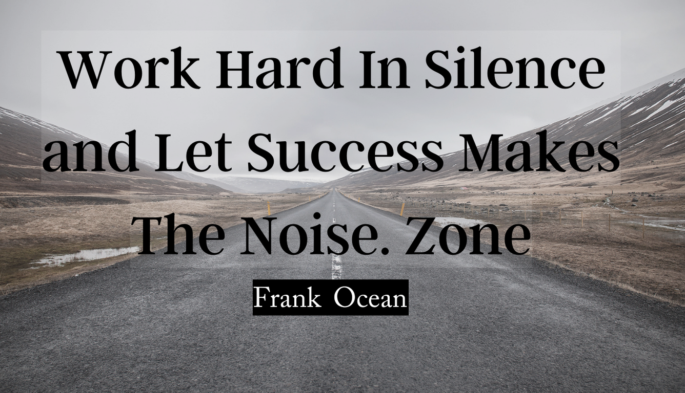 Work Hard In Silence and Let Success Makes The Noise Zone -Frank Ocean