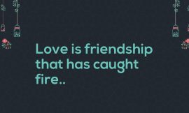 What is Love? It is friendship that has caught fire.